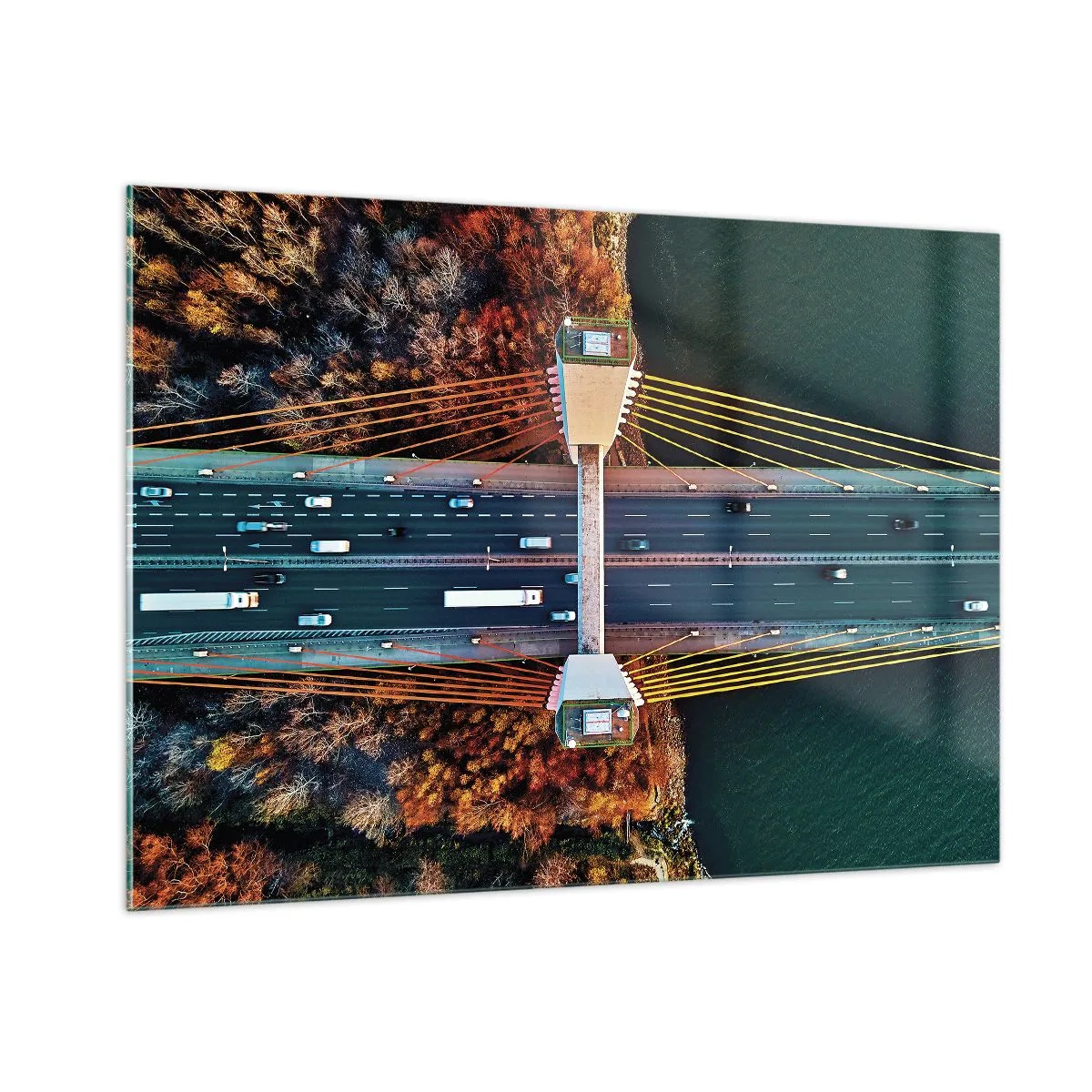 Glastavla - Bild på glas - Bortom vatten, bortom skog - 100x70 cm