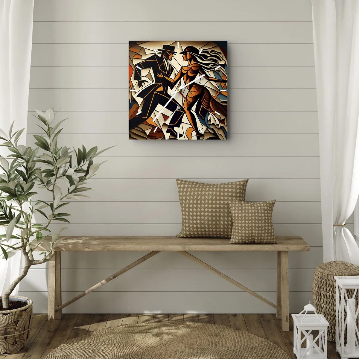 Väggklocka - Klocka på glas - Passionsdans - 40x40 cm