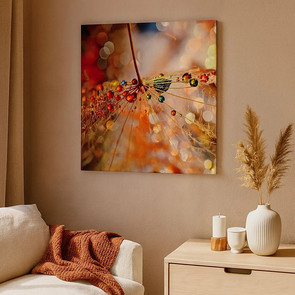 Canvastavla - Bild på duk - Trädda på spindelnät - 30x30 cm