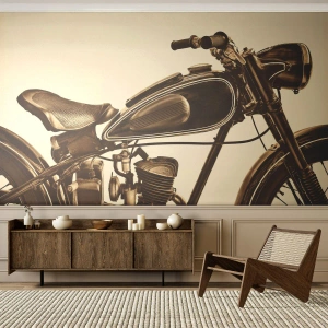 Fototapet Premium Sand - Längtan efter klassik - Motorcykel, Årgång, Bil - 350x256 cm
