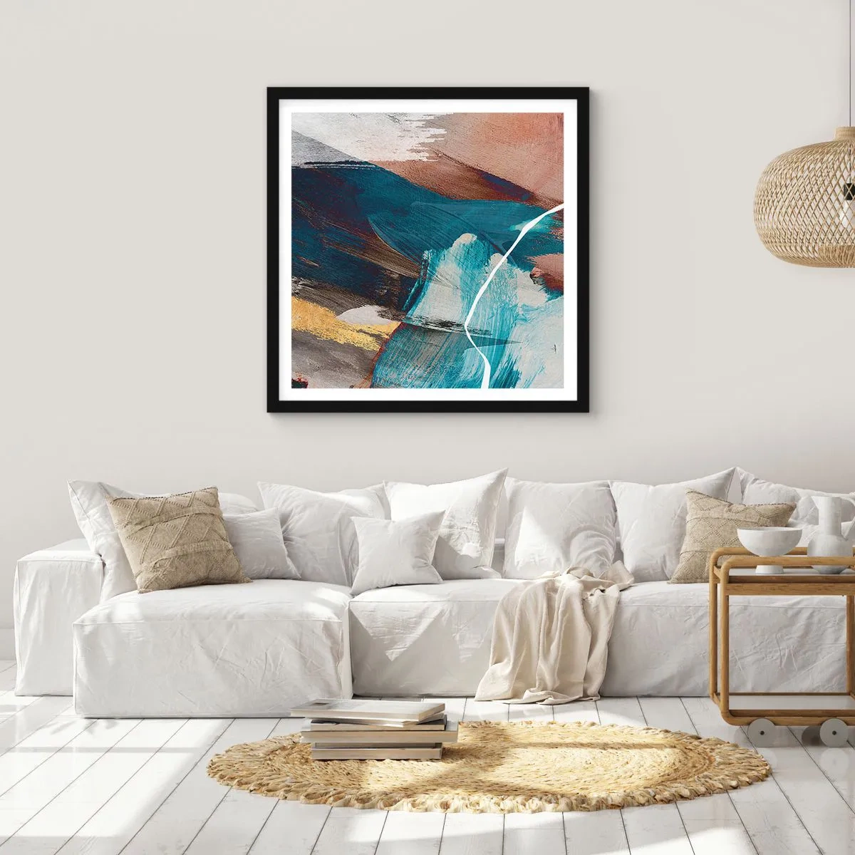 Affisch i svart ram - Med styrka och energi - 50x50 cm