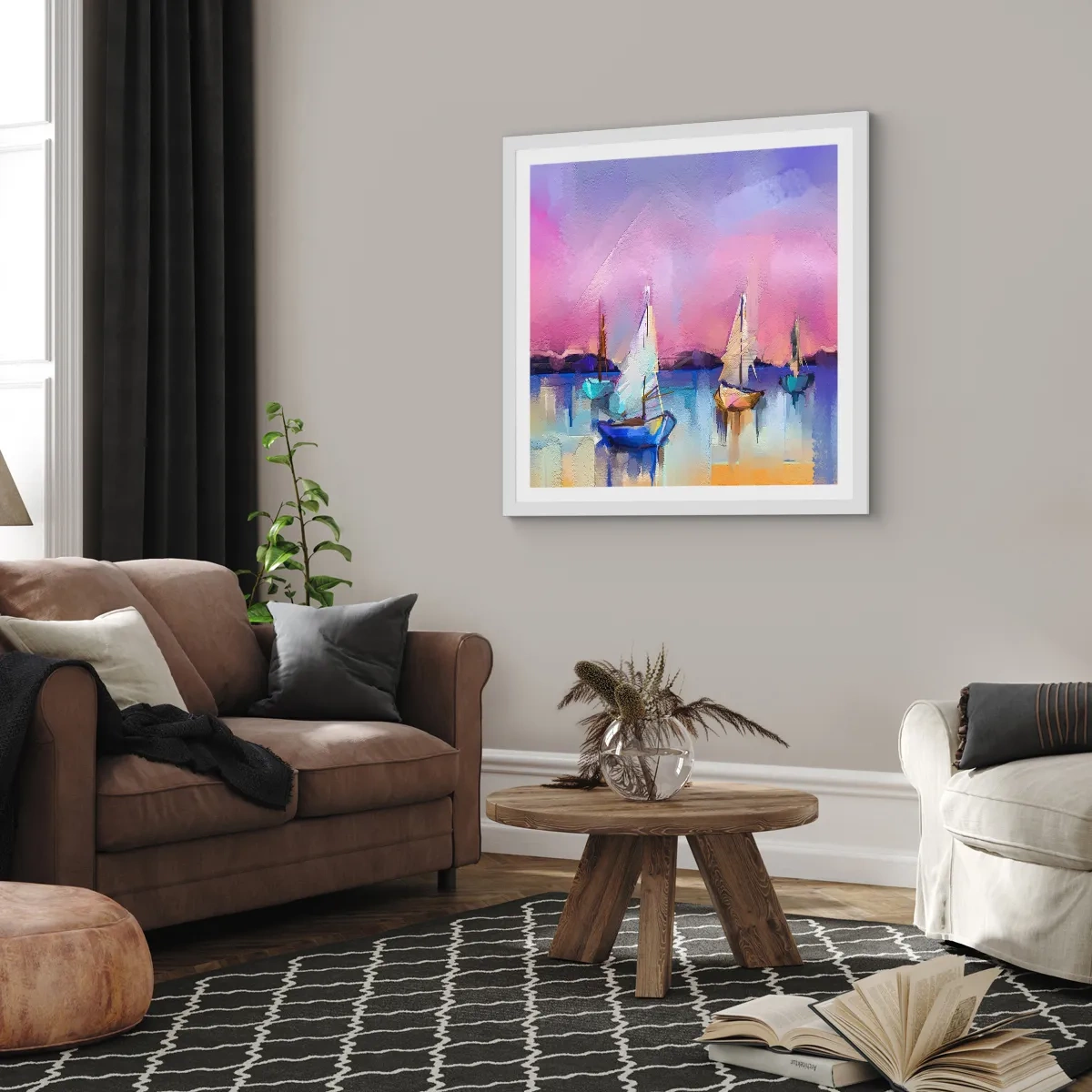 Affisch i vit ram - Riktning: öppet vatten - 60x60 cm