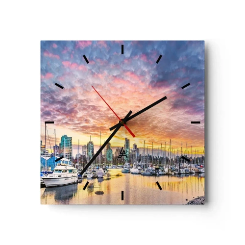 Väggklocka - Klocka på glas - Tusen seglares stad - 30x30 cm