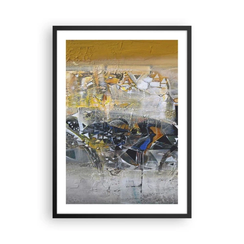 Affisch i svart ram - En abstrakt komposition i nyanser av guld och grått. - 50x70cm - Allt blir bra - Modern väggdekoration för vardagsrum och sovrum ARTTOR