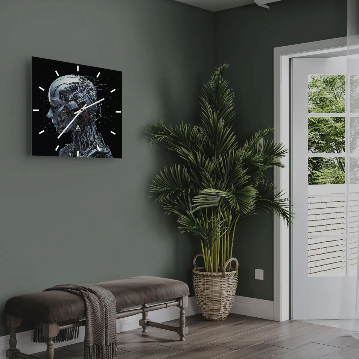 Väggklocka - Klocka på glas - Teknik är en kvinna - 30x30 cm