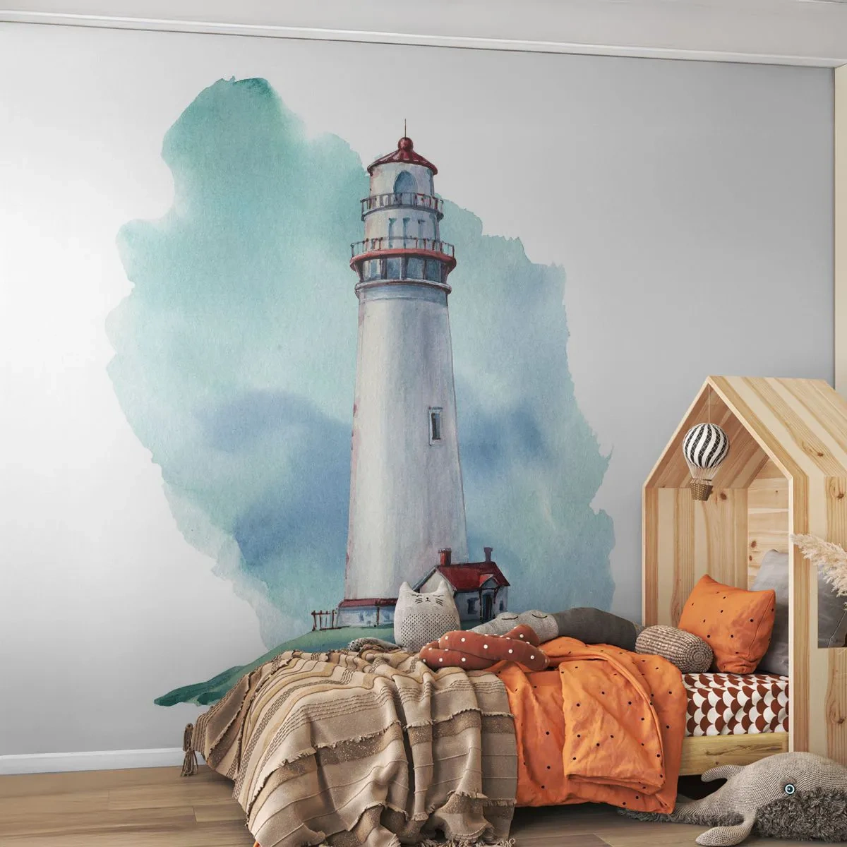 Fototapet Premium Sand - Milda syster av det blåa - Fyr, Seaside, Teckning - 100x70 cm