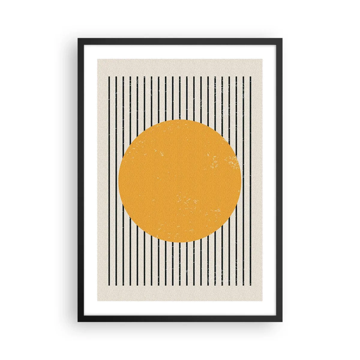 Affisch i svart ram - Geometrisk komposition med orange cirkel och linjer - 50x70cm - Enkelhetens kraft - Modern väggdekoration för vardagsrum och sovrum ARTTOR