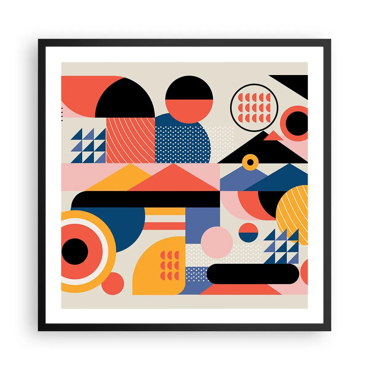 Affisch i svart ram - Komposition: Lek - 60x60 cm