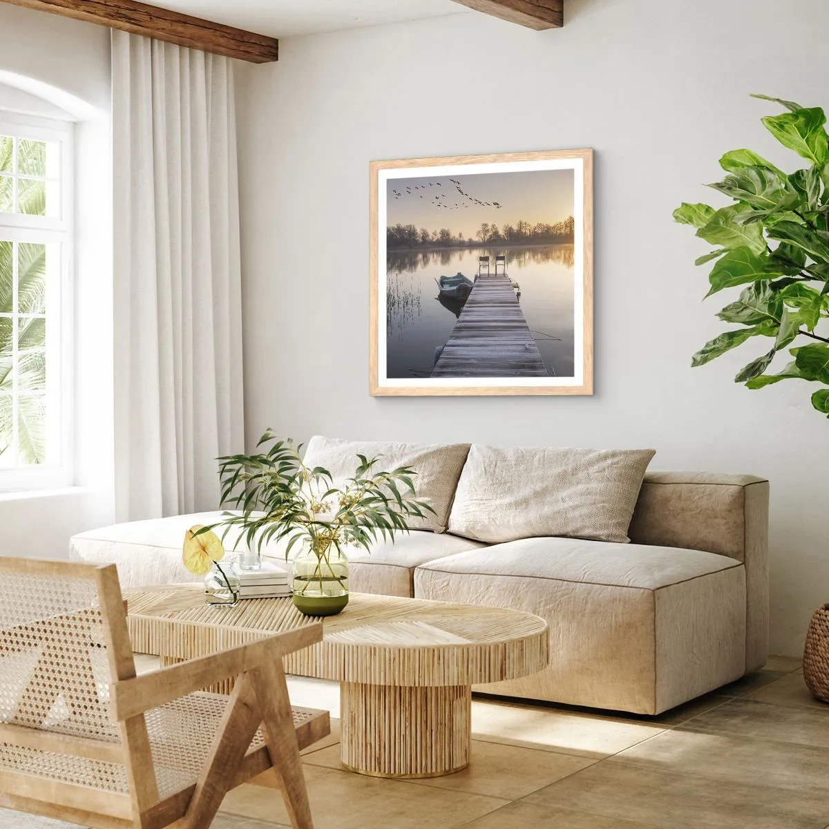 Affisch i ram av ljusek - Kommer tillbaka om en viss tid - 60x60 cm