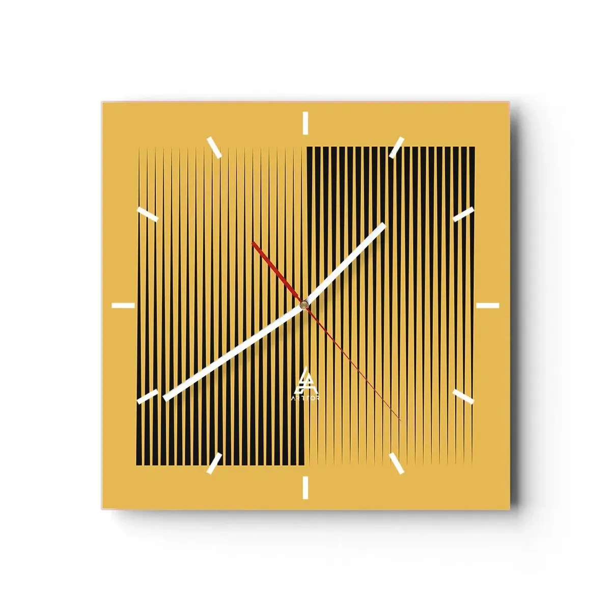 Väggklocka - Klocka på glas - Motsatsernas kvadrat - 40x40 cm