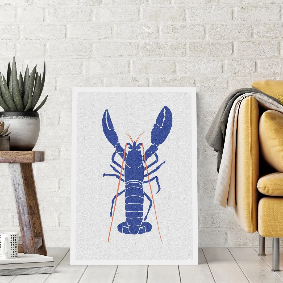 Affisch - Utsökt hummer i mörkblått - 30x40 cm