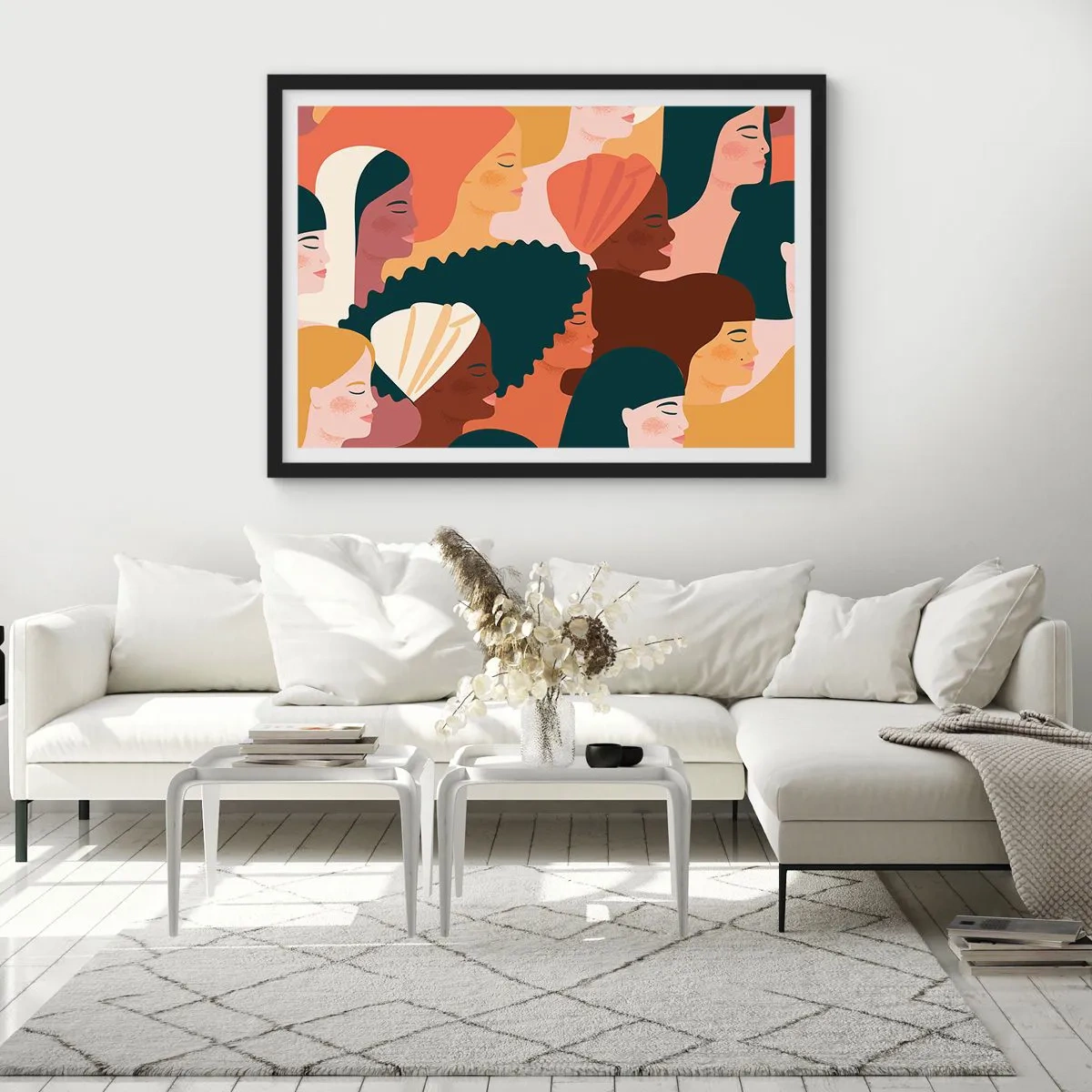 Affisch i svart ram - Endast kvinnlighet - 91x61 cm