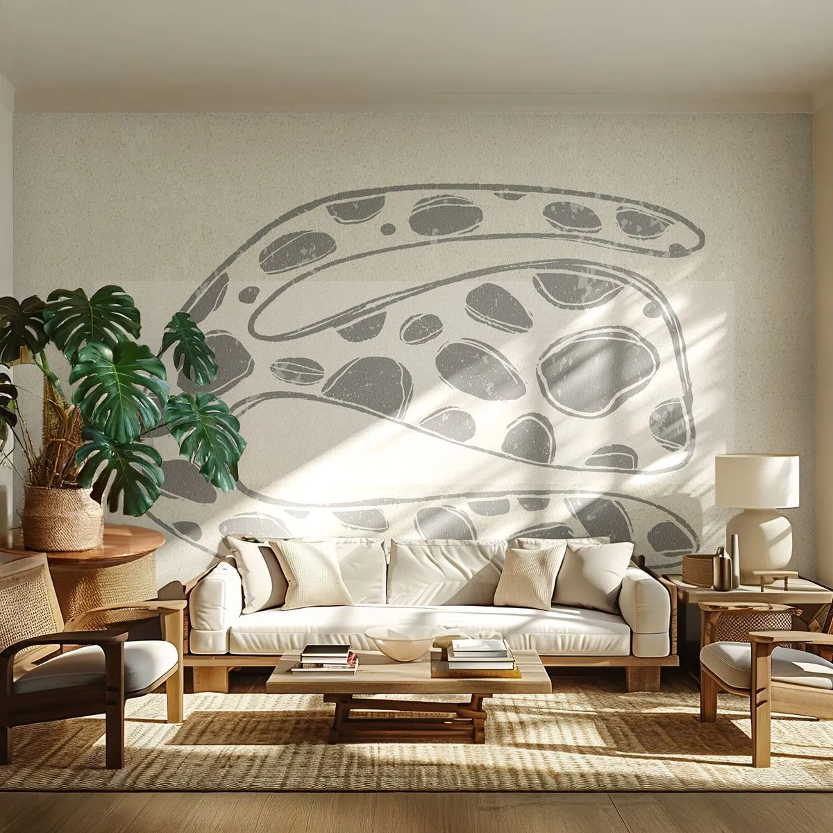 Fototapet Premium Sand - En bisarr varelse - Boho, Minimalism, Ljus - 400x280 cm