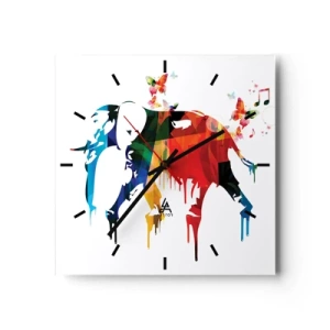 Väggklocka - Klocka på glas - Var och en kan dansa - 30x30 cm