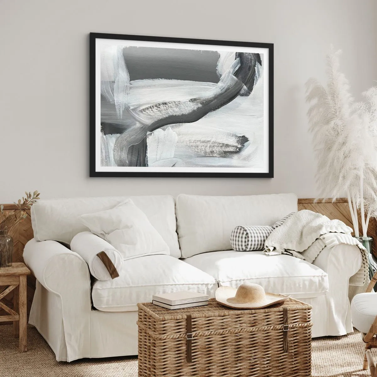 Affisch i svart ram - Med bestämd rörelse - 100x70 cm