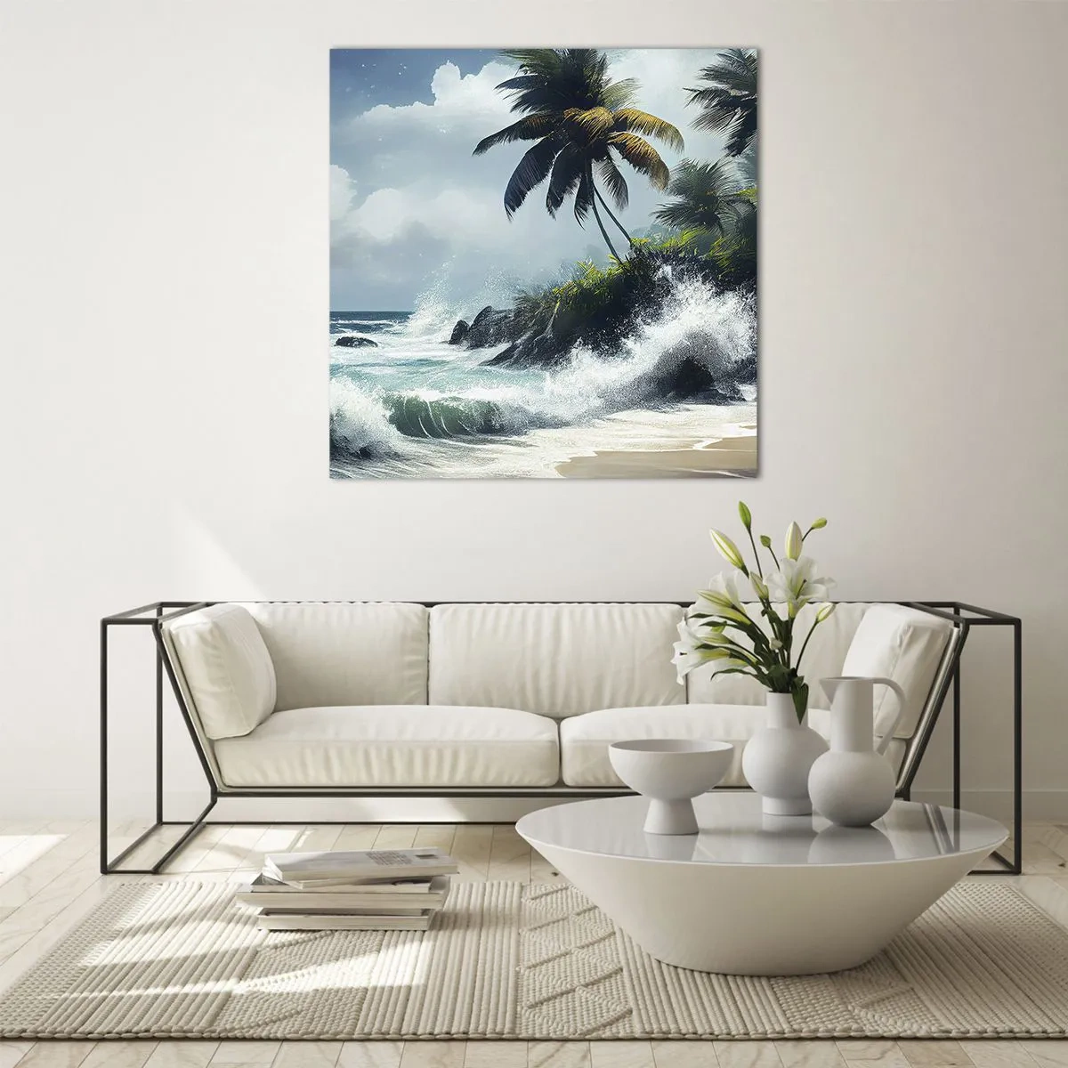Glastavla - Bild på glas - På en tropisk strand - 40x40 cm