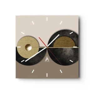Väggklocka - Klocka på glas - Variationer runt en cirkel - 30x30 cm
