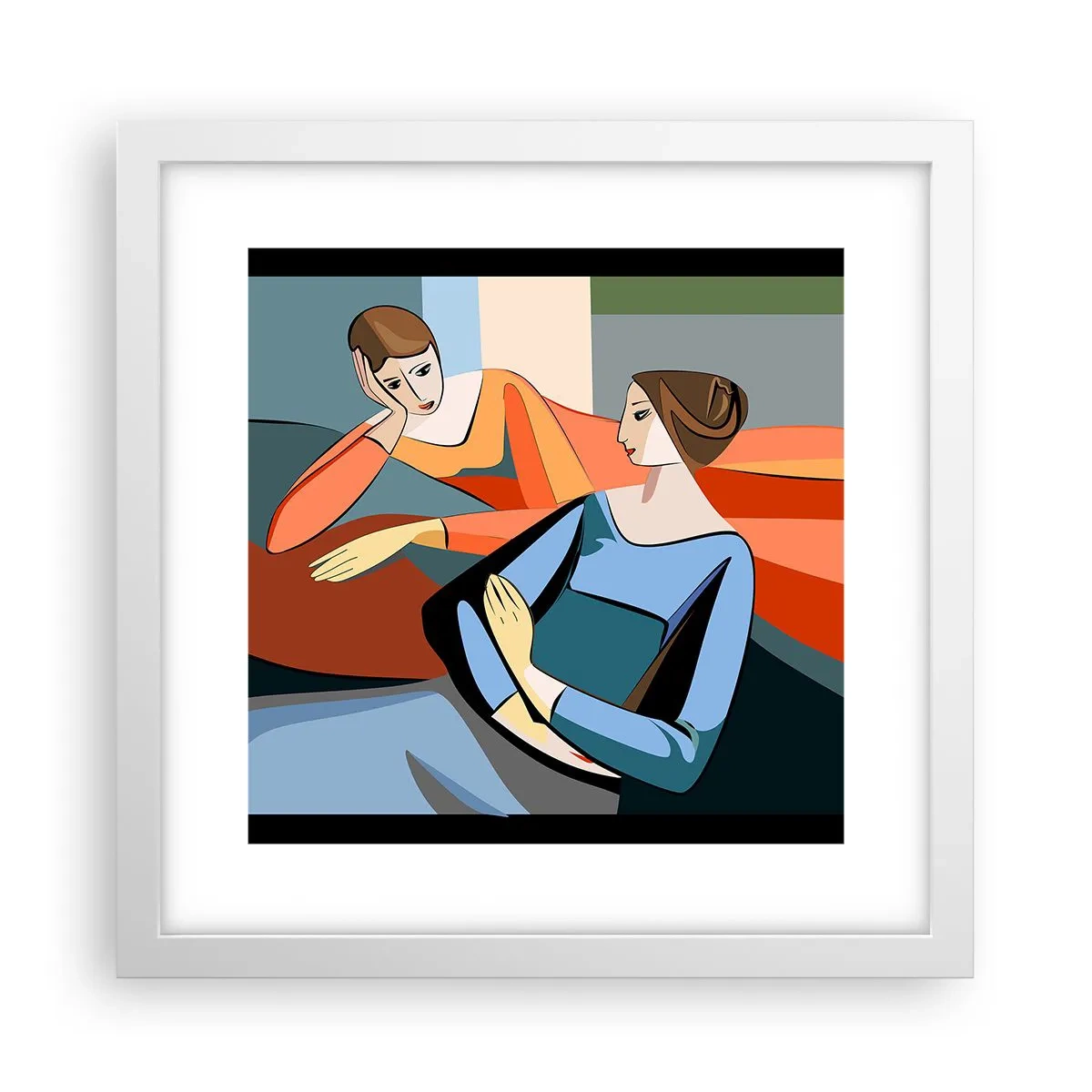 Affisch i vit ram - Ett ögonblick av förtrolighet - 30x30 cm