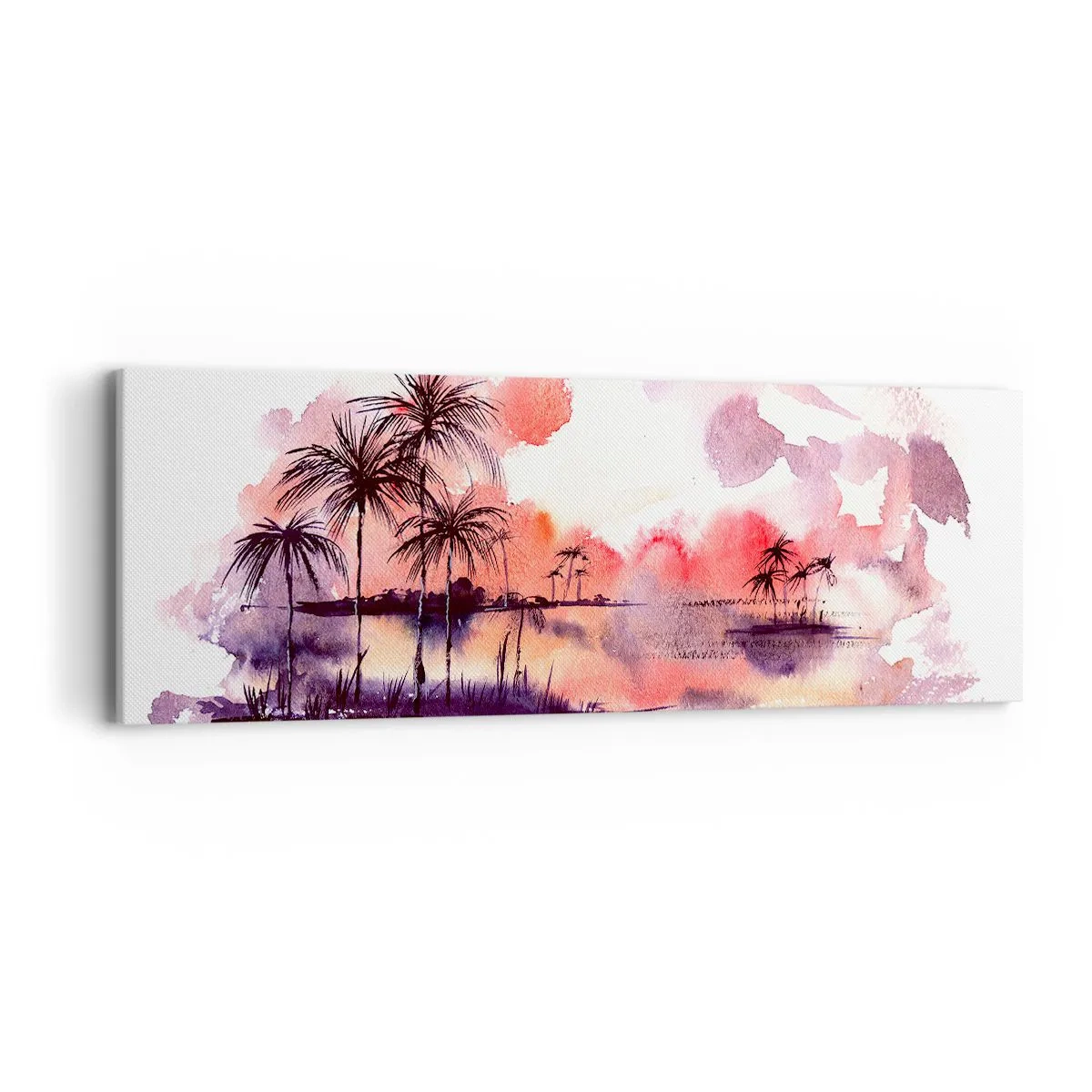 Canvastavla - Bild på duk - Tropikens ro i rött - 90x30 cm