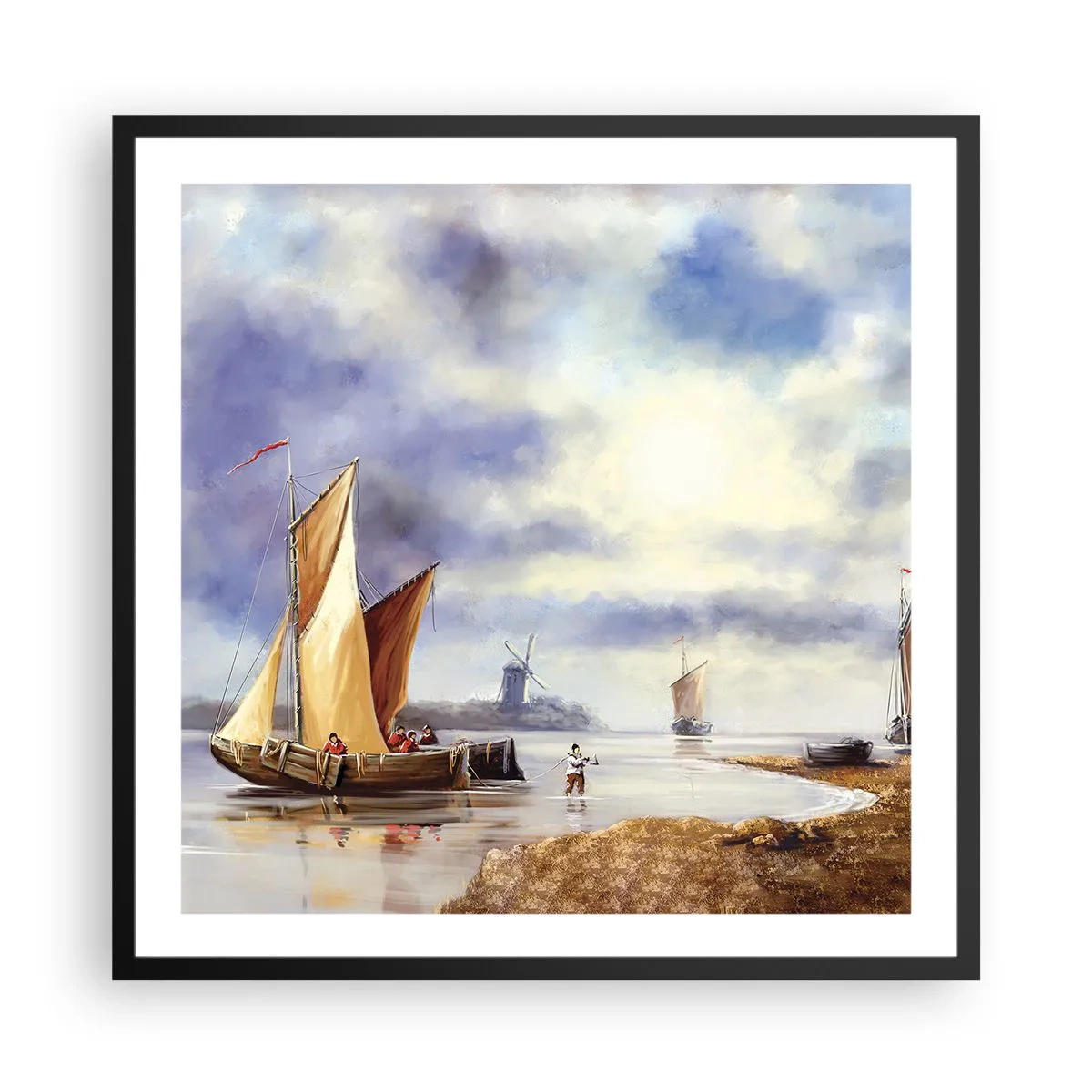 Affisch i svart ram - Seglarnas hemkomst - 60x60 cm