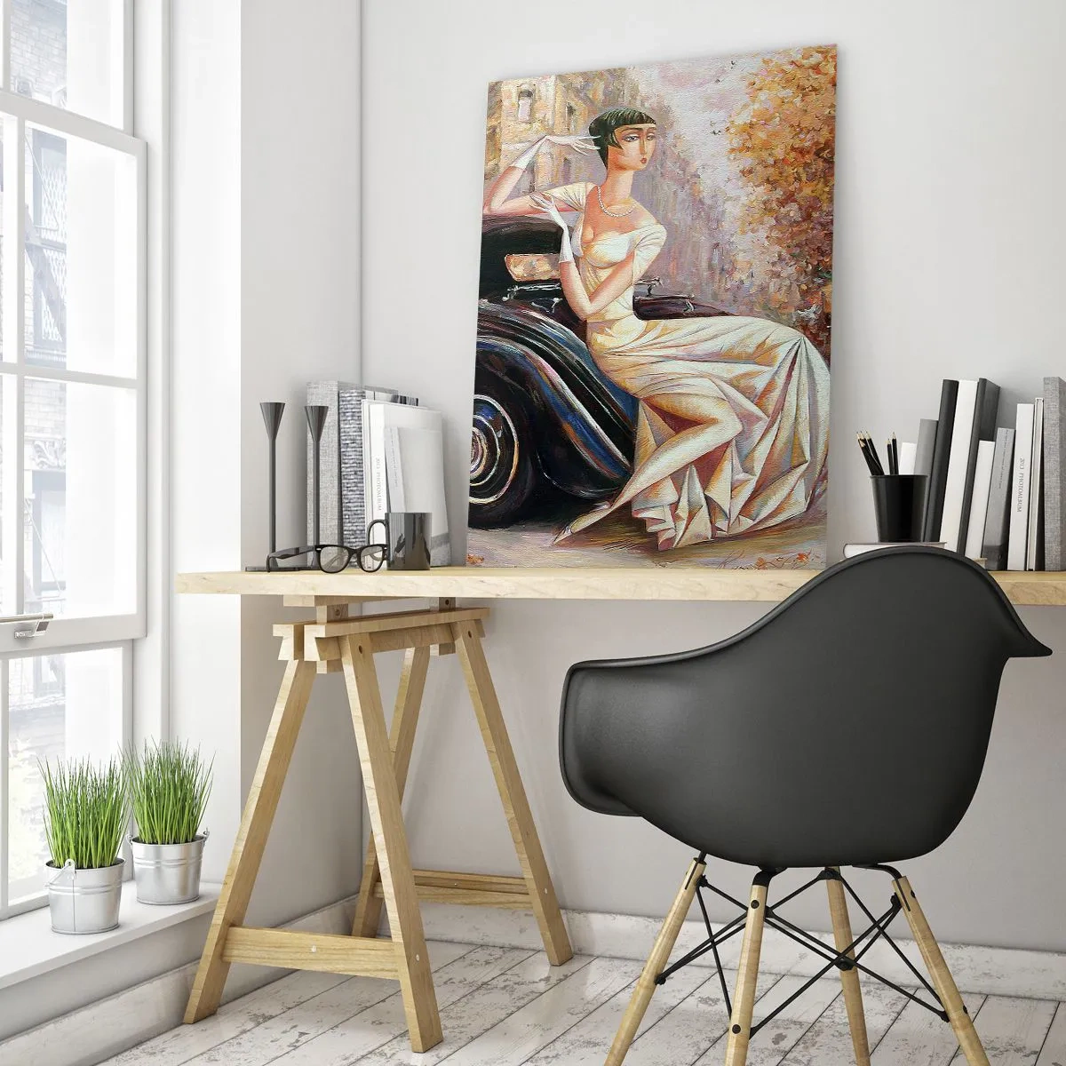 Glastavla - Bild på glas - Elegans i retrostil - 50x70 cm