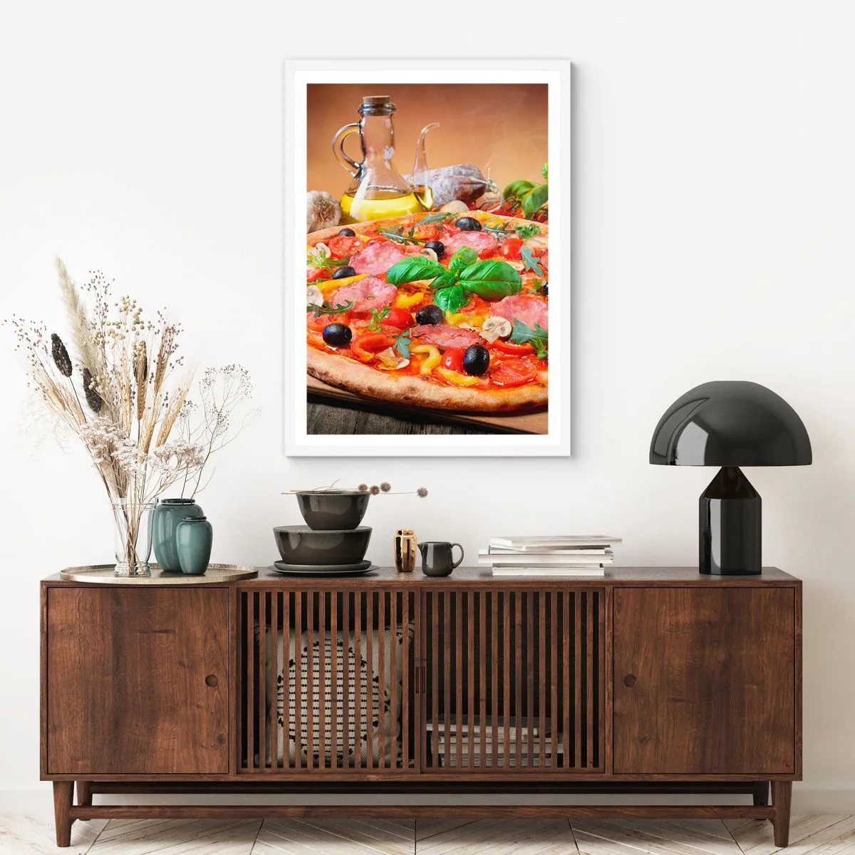 Affisch i vit ram - Med riktig italiensk smak - 40x50 cm