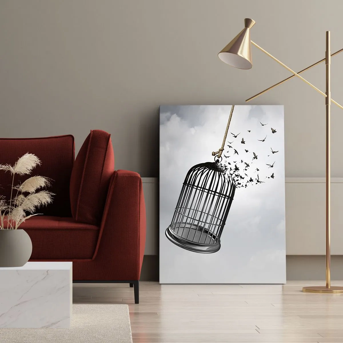 Canvastavla - Bild på duk - Tro...Hopp...Frihet! - 45x80 cm