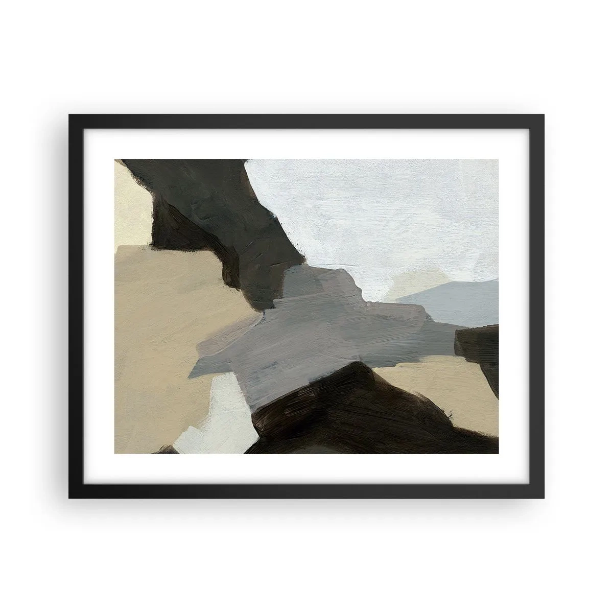 Affisch i svart ram - Abstraktion: avgrening av det gråa - 50x40 cm