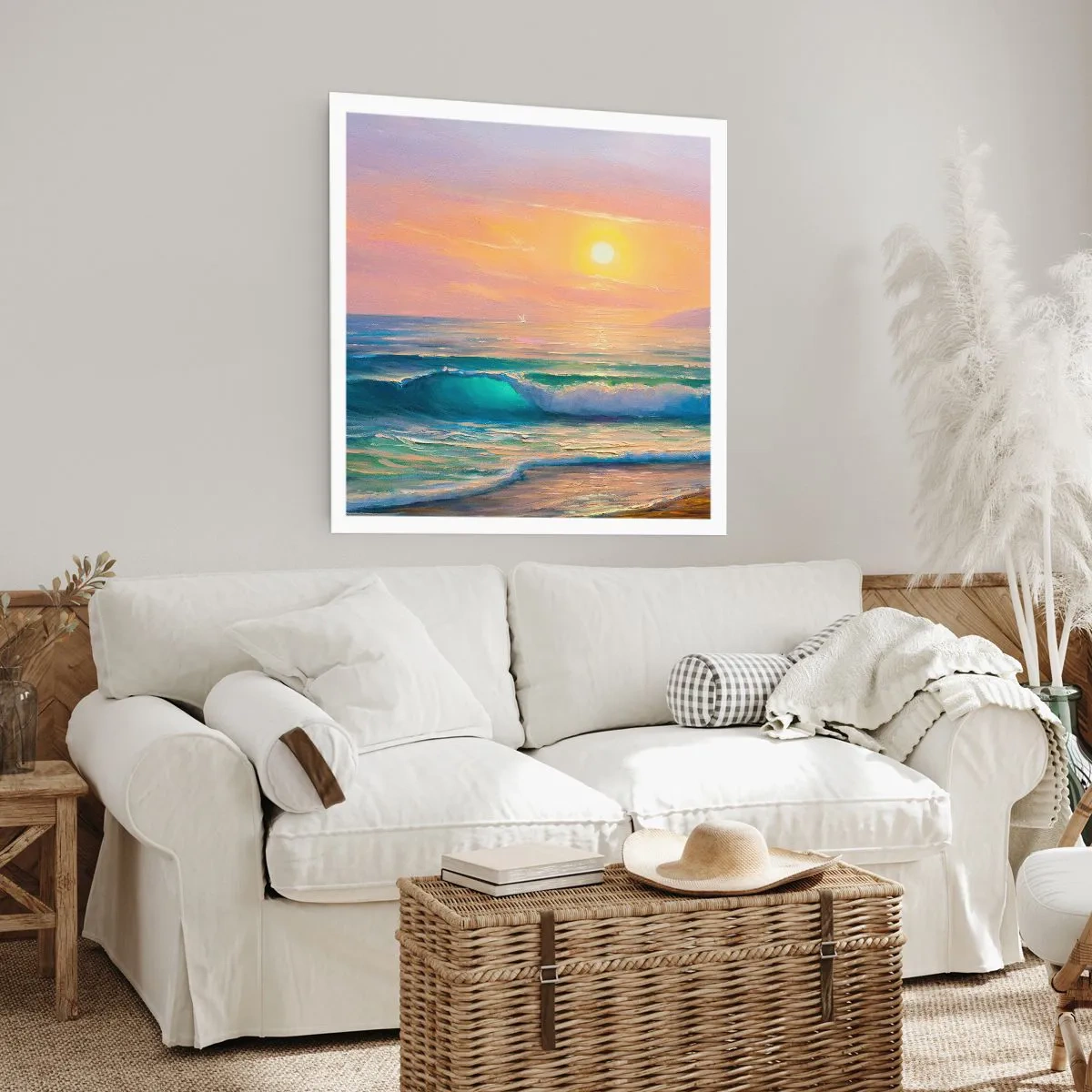 Affisch - Vågvisa i turkos - 40x40 cm