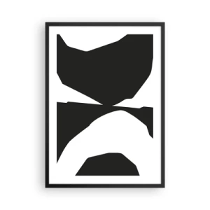 Affisch i svart ram - Abstrakt svartvit komposition - 50x70cm - Positiv-negativ - Modern väggdekoration för vardagsrum och sovrum ARTTOR