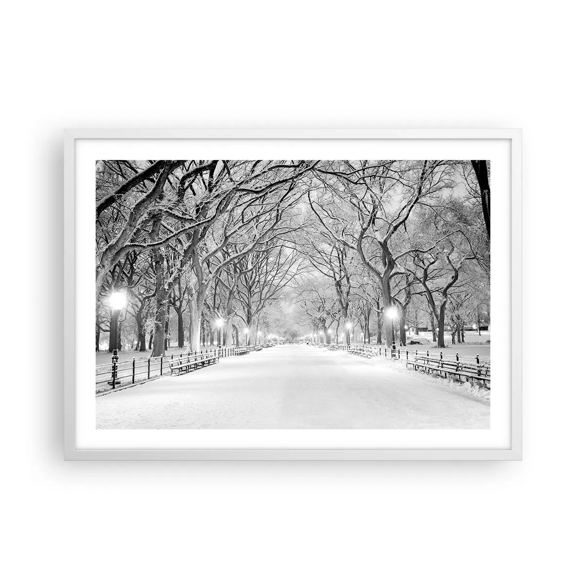 Affisch i vit ram - De fyra årstiderna - vinter - 70x50 cm