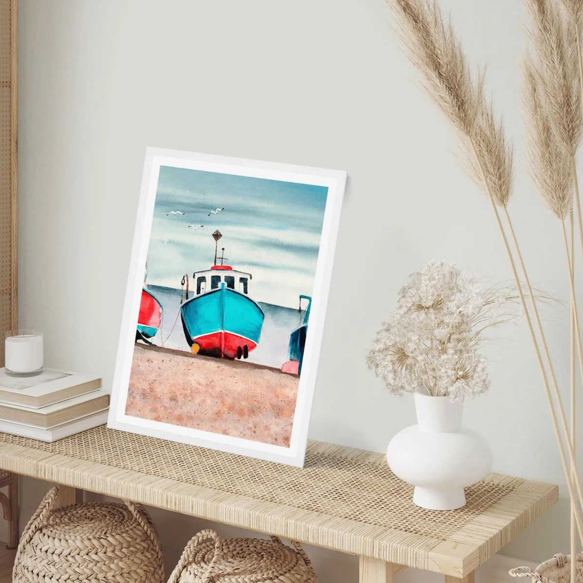 Affisch i vit ram - Redo för fångst - 50x70 cm