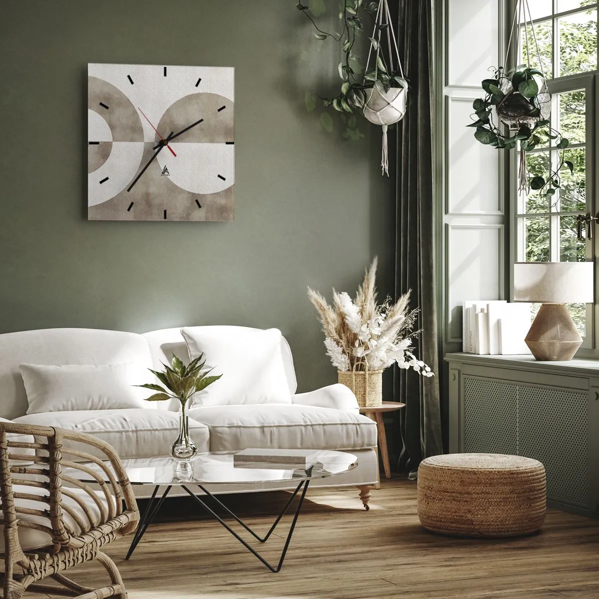 Väggklocka - Klocka på glas - Likheter och skillnader - 40x40 cm