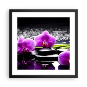 Affisch i svart ram - Drunkna i tystnad och lugn - 40x40 cm