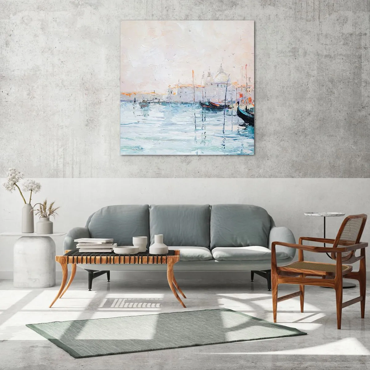 Glastavla - Bild på glas - Bortom vatten, bortom dimma - 70x70 cm