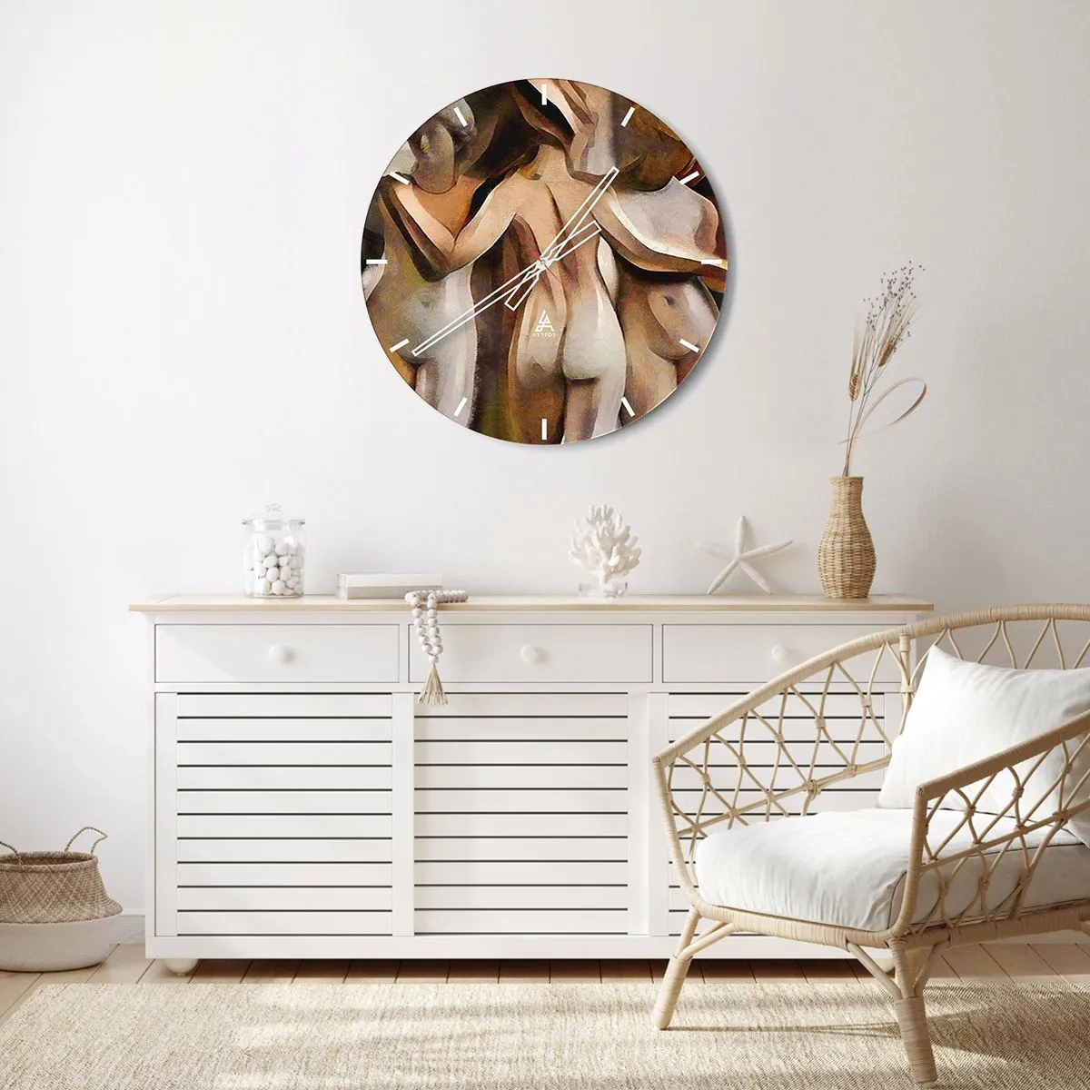 Väggklocka - Klocka på glas - De tre gracerna 2.0 - 30x30 cm