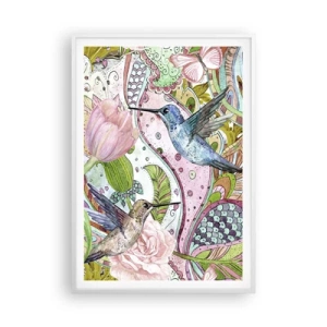 Affisch i vit ram - Inbäddade i klätterväxter - 70x100 cm