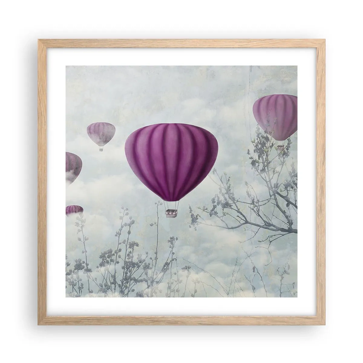 Affisch i ram av ljusek - Som båtar på himlen - 50x50 cm