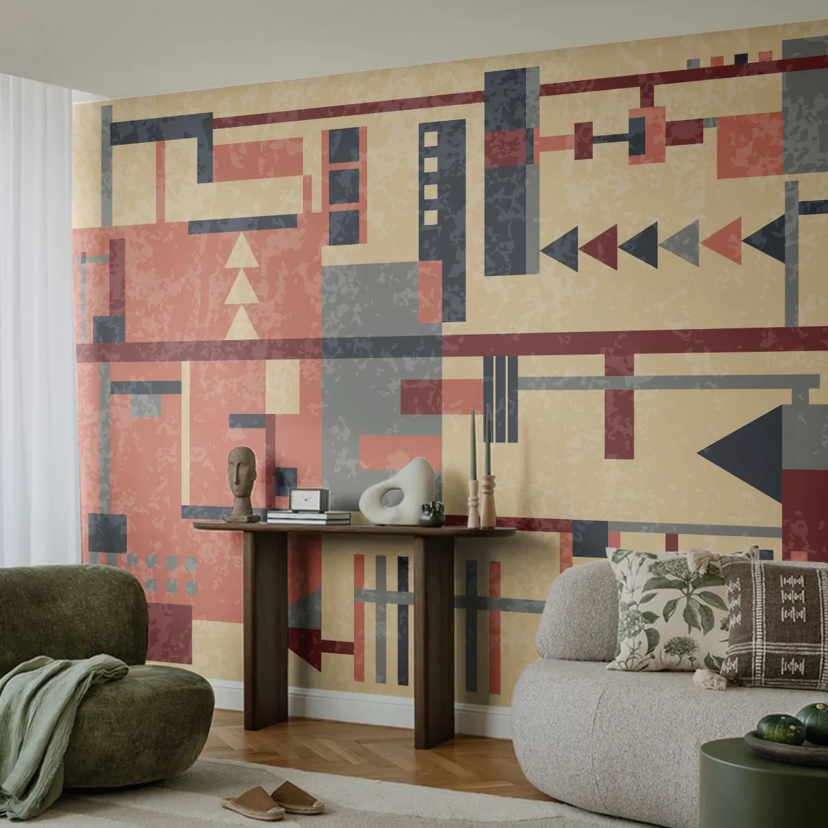 Fototapet Premium Canvas - Kombination av vertikala och horisontella element - Abstraktion, Bit, Modernt mönster - 300x210 cm