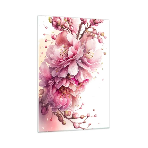 Glastavla - Bild på glas - Blommande körsbärsblomma - 70x100 cm