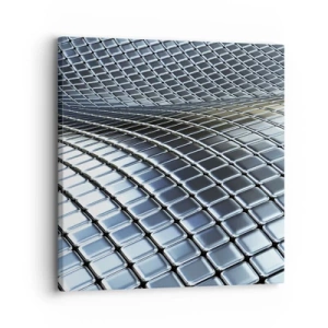 Canvastavla - Bild på duk - Metallisk silver våg - 30x30 cm