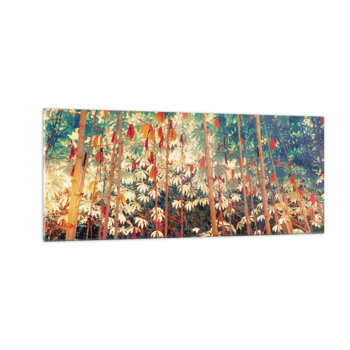 Glastavla - Bild på glas - Lövbladens hemlighetsfulla liv - 100x40 cm