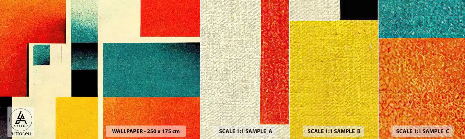 Provbit av fototapet Premium Canvas - Geometrisk abstraktion - bra energi - Rutor, Åldrig, Bit - 100x30 cm