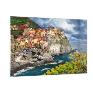 Glastavla - Bild på glas - I bergets famn - 120x80 cm