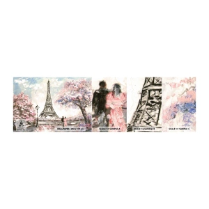 Provbit av självhäftande fototapet Deluxe Sticker - Aprilpromenad i Paris - Stad, Eiffeltornet, Park Alley - 100x30 cm