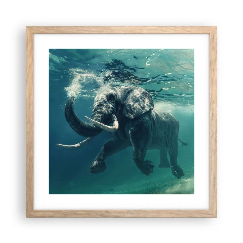 Affisch i ram av ljusek - Alla tycker om att simma - 40x40 cm