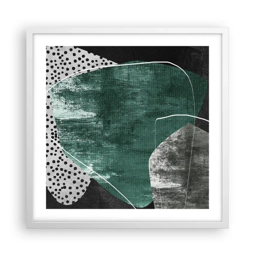 Affisch i vit ram - Färgstark abstraktion med en guldflinga - 50x50 cm