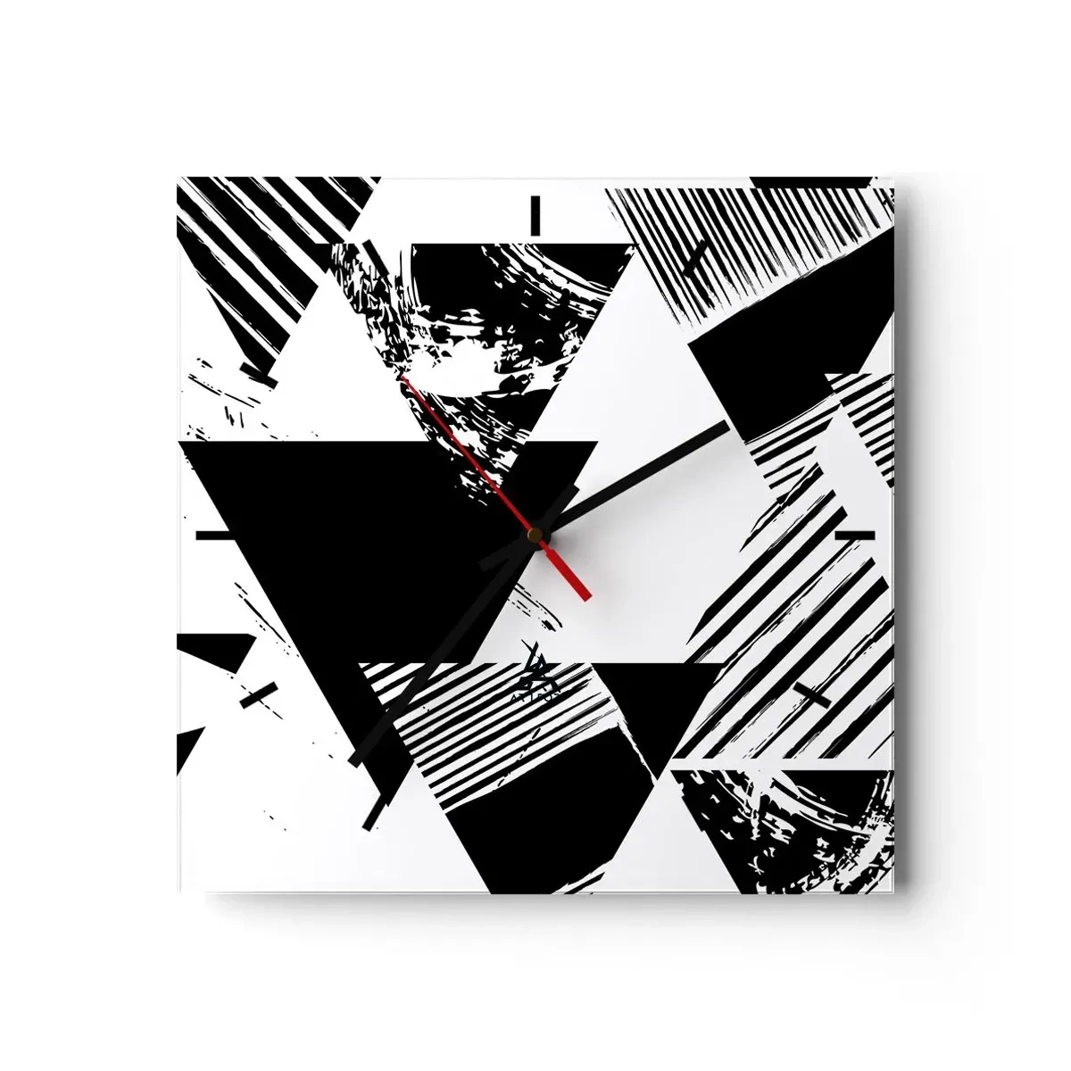 Väggklocka - Klocka på glas - Det regnar trianglar - 40x40 cm
