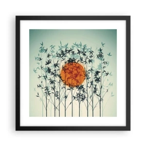 Affisch i svart ram - Japansk sol - 40x40 cm
