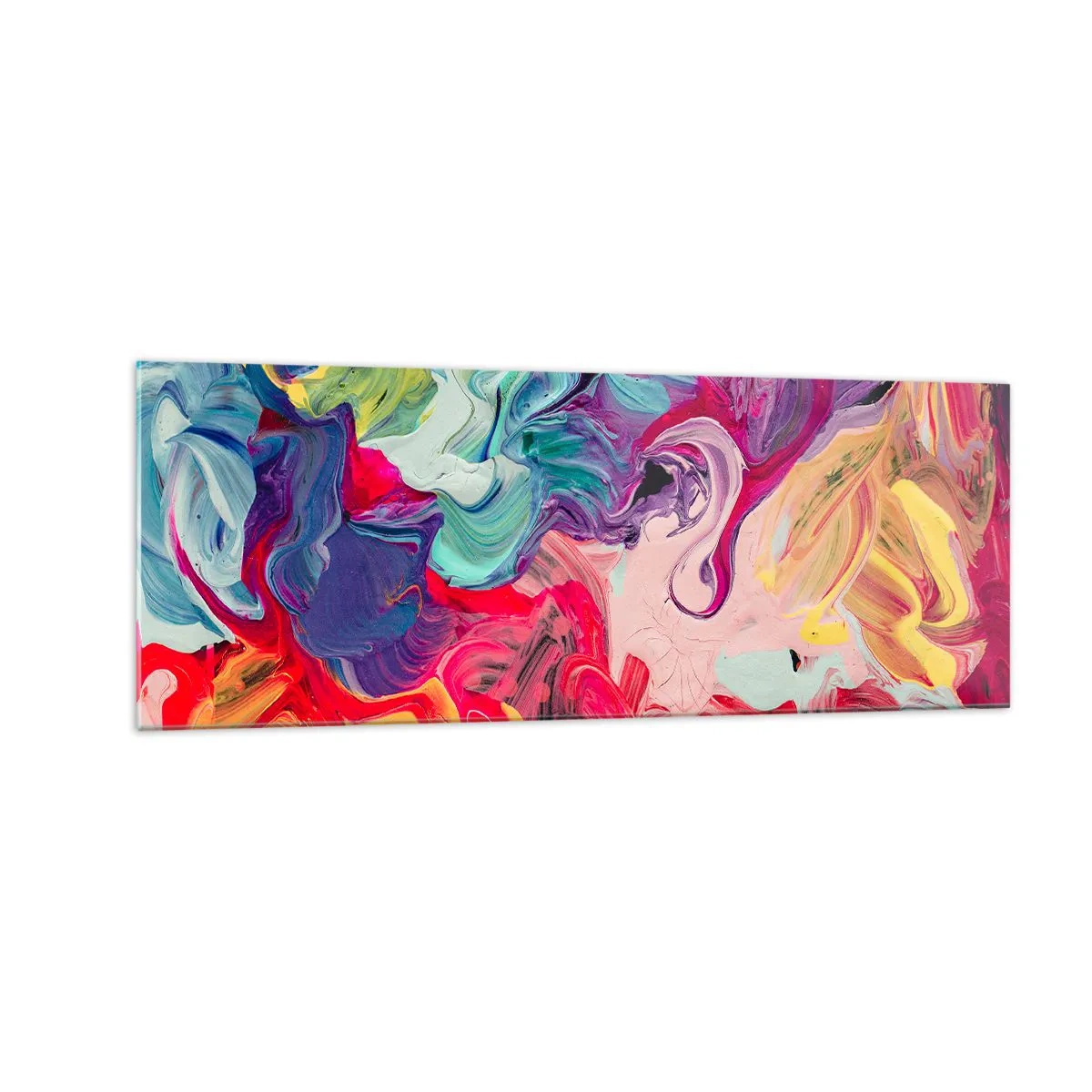 Glastavla - Bild på glas - Färgerna föds - 140x50 cm